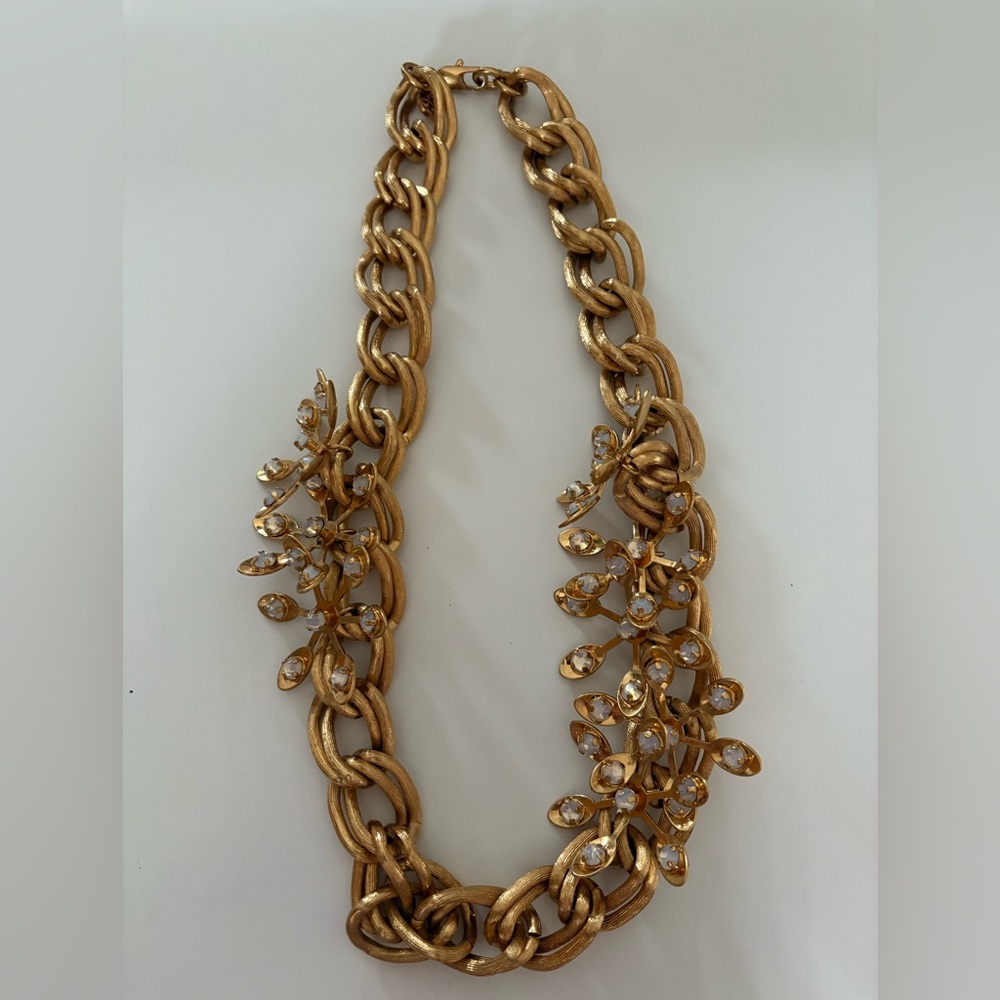 Tory Burch Gold Statement Necklace with Crystal Details